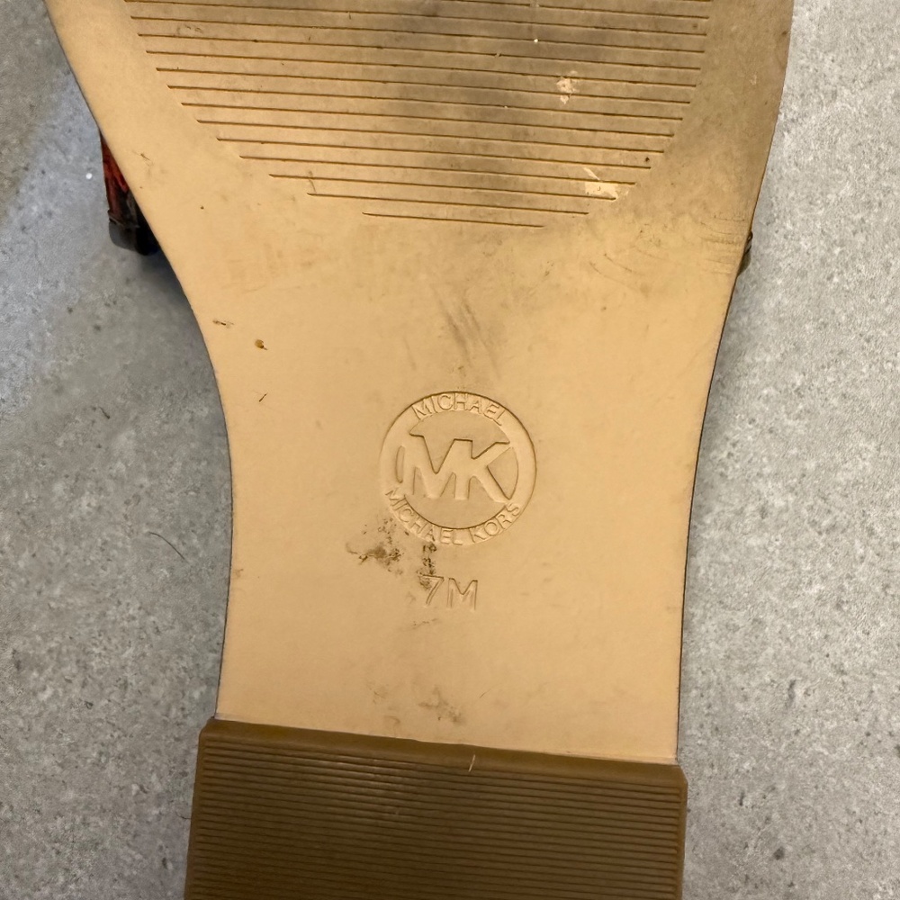 Michael Kors slide sandals in dark brown with pink emblems - Picture 3 of 3